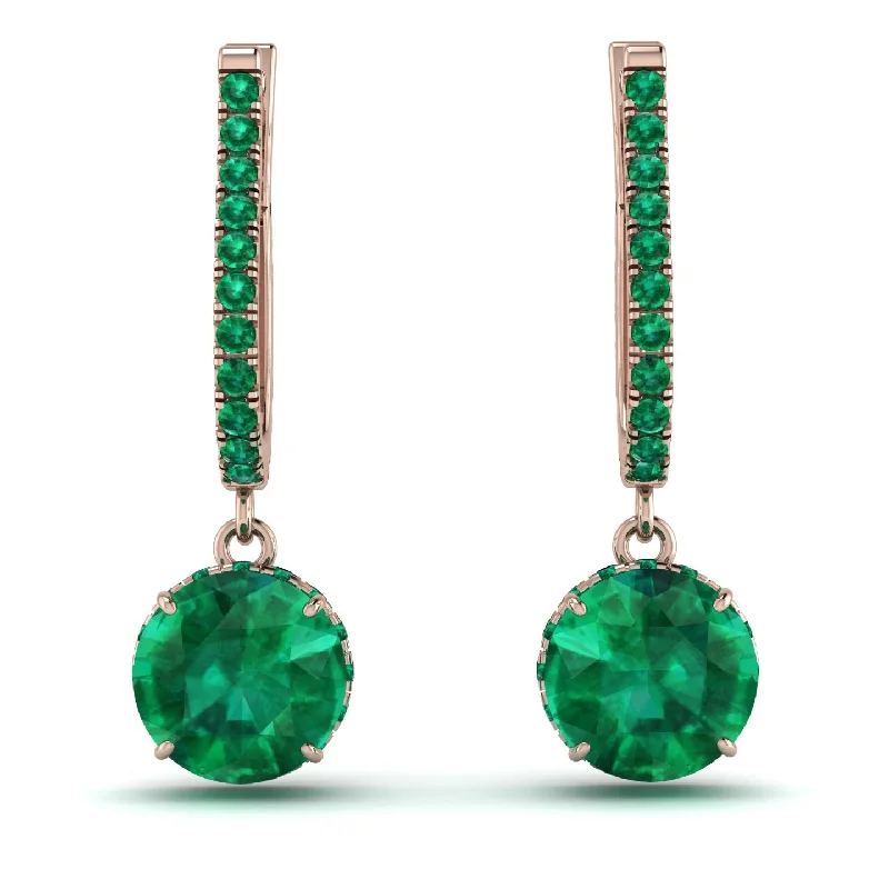 women’s asymmetrical earrings-Emerald Dangle Earrings With Hidden Halo - Adaline No. 20