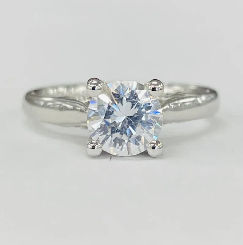 sleek diamond engagement rings-Romance - Tappered Accented Diamond Solitare Setting