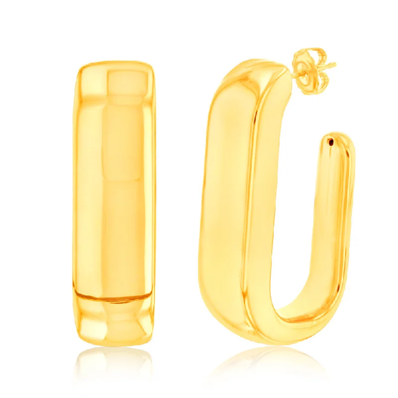 women’s refined drop earrings-Sterling Silver Gold Plated Polished Chunky 3/4th Hoop Earrings