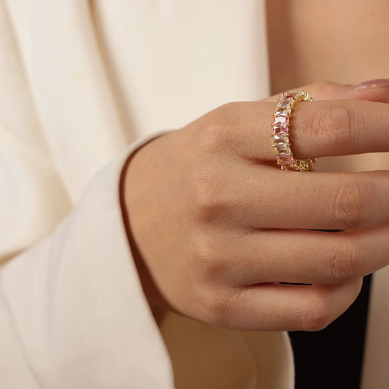 A Style Pink Room White Color Zirconium Rhinestone Ring