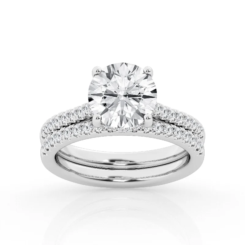 exquisite three-stone engagement rings-Hidden Halo Bridal Ring with Center Round Lab Diamond by Mercury Rings