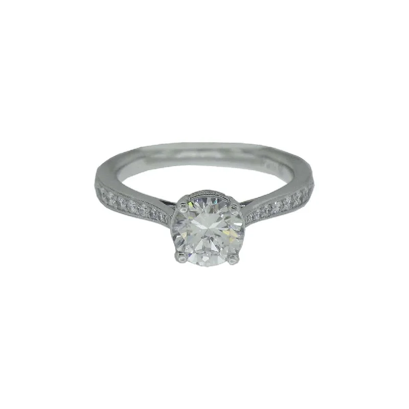 diamond-studded engagement rings-Vintage Floral Diamond Semi Mount Ring