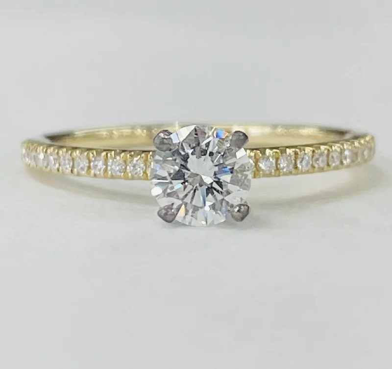 rose gold solitaire engagement rings-Tidewater Classic - Yellow Gold 1/2CT Accented Solitaire