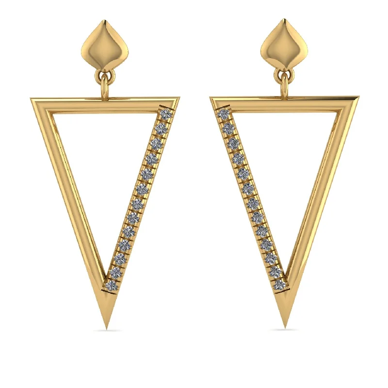 women’s stunning earrings-Triangle Diamond Stud Earrings - Amiyah No. 1