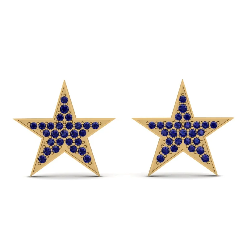 women’s sparkling sapphire earrings-Star Stud Sapphire Earrings - Star No. 13