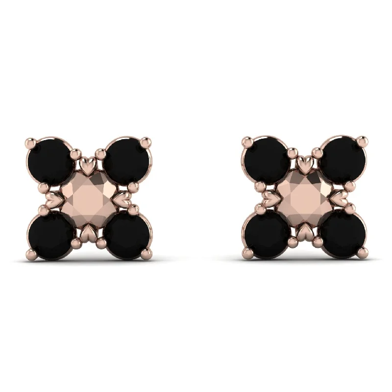 women’s intricate drop earrings-Geometric Black Diamond Earrings Golden Diamond - Jayda No. 8