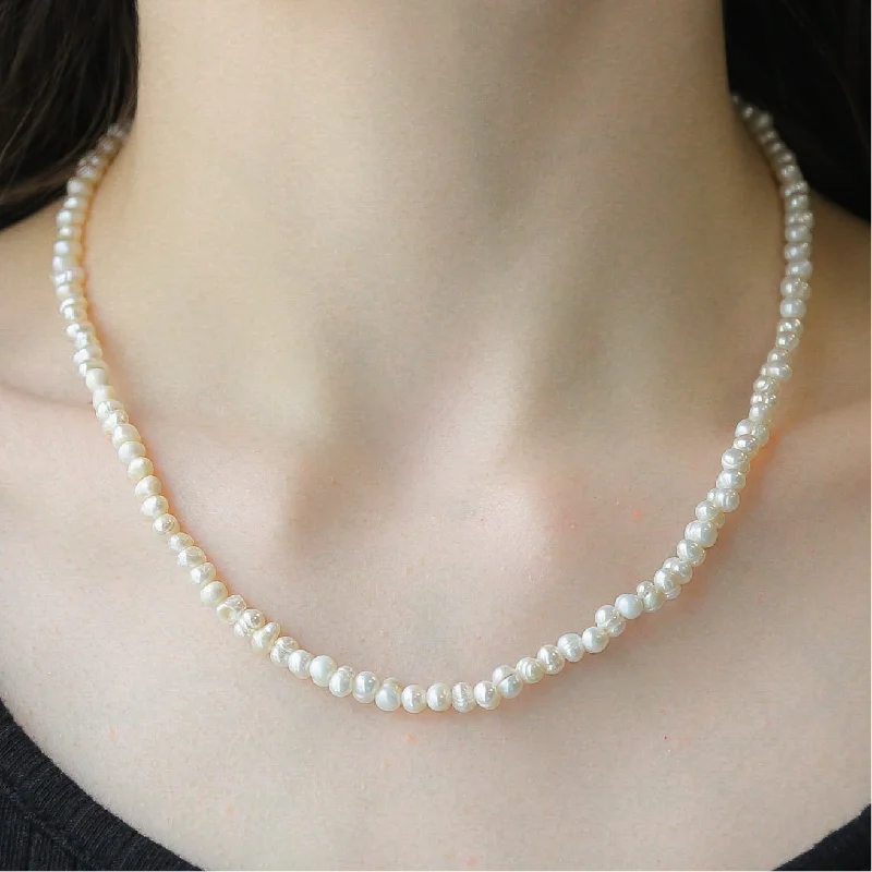 women’s minimalist crystal necklaces-CAPRI -  Gold Freshwater Pearl Necklace