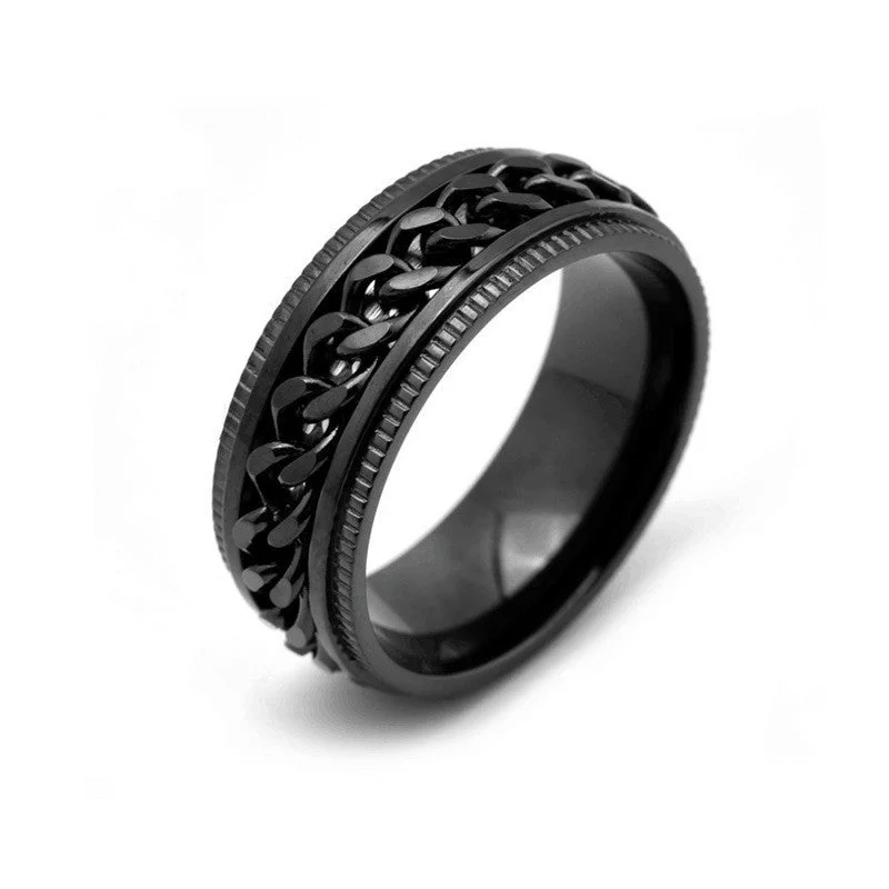 Rotating-Embossed All Black Chain Ring