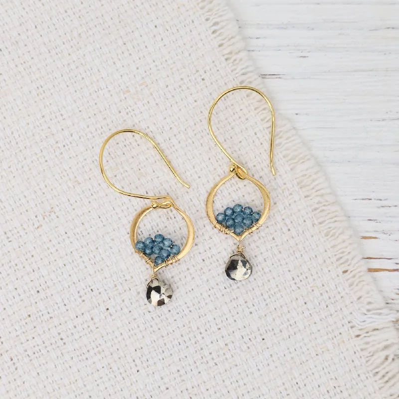 women’s elegant diamond earrings-Pyrite Quartz Tiny Arabesque Earrings