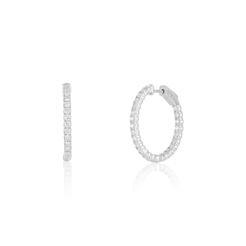 women’s classic drop hoop earrings-In And Out Diamond Hoop Earrings