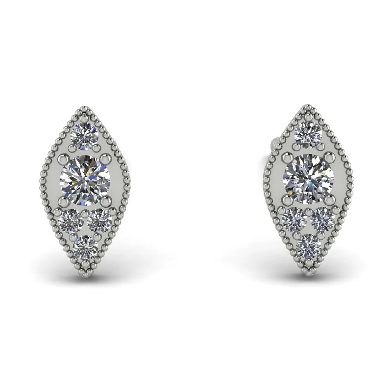 women’s classic gold hoop earrings-Milgrain Marquise Diamond Earrings - Faye No. 3