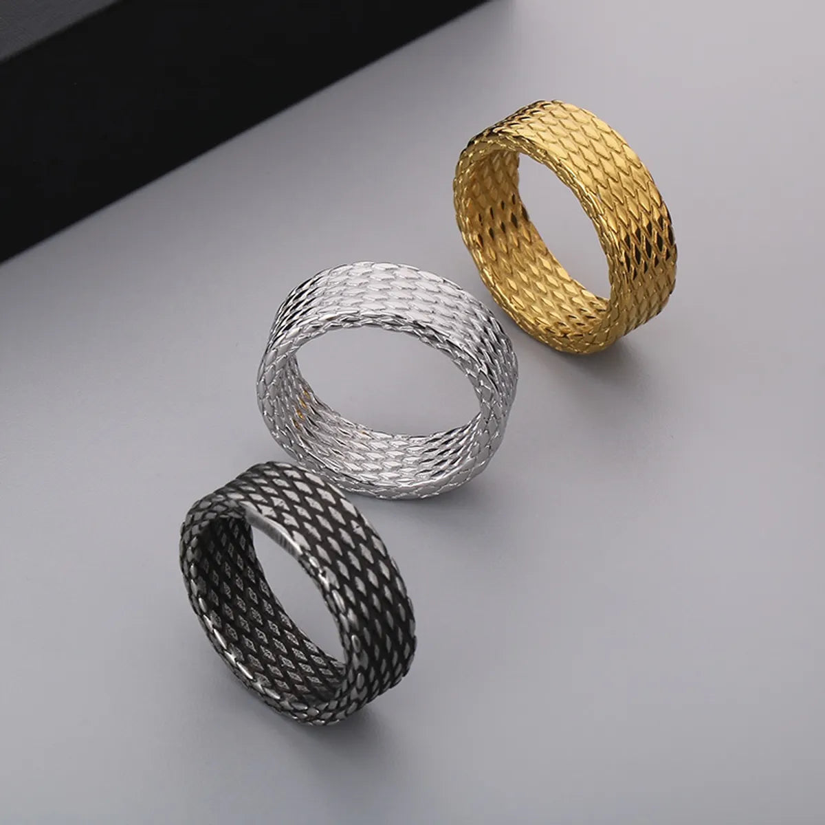 titanium rings for women-Casual Simple Style Argyle Stainless Steel 18K Gold Plated Men'S Rings