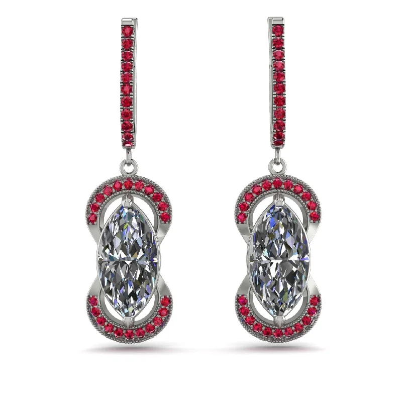 women’s luxurious crystal drop earrings-Marquise Vintage Diamond Earrings - Marley No. 48