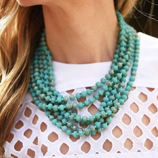 women’s infinity heart necklaces-Triple Wrap Turquoise Necklace