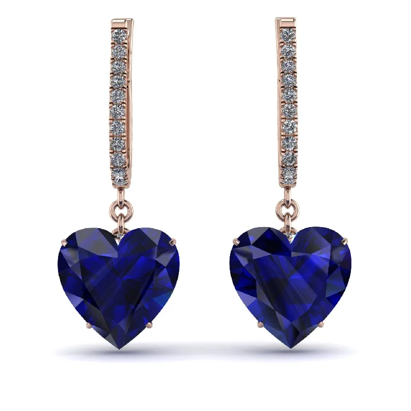 women’s classic drop gemstone earrings-Heart Sapphire Earrings - Noelle No. 14