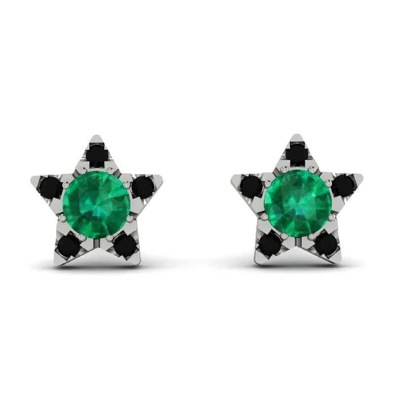 women’s retro earrings-Star Halo Emerald Earrings - Zelda No. 36