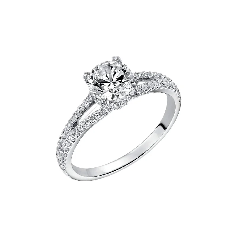 stylish solitaire engagement rings-Diamond Semi Mount Ring