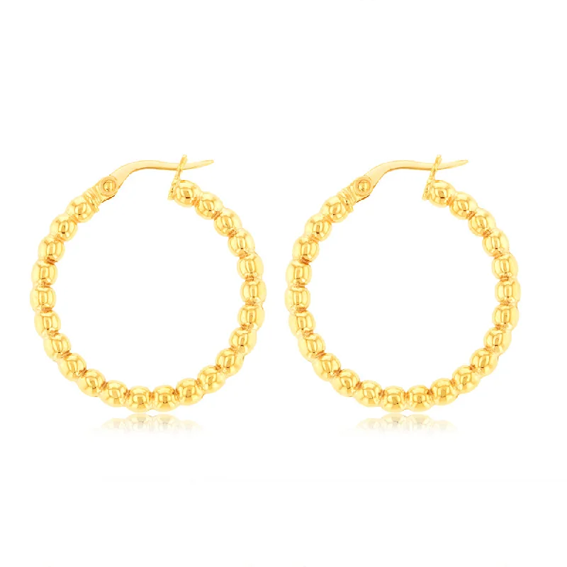 women’s stunning gemstone hoop earrings-9ct Yellow Gold Bubble 20mm Hoop Earrings