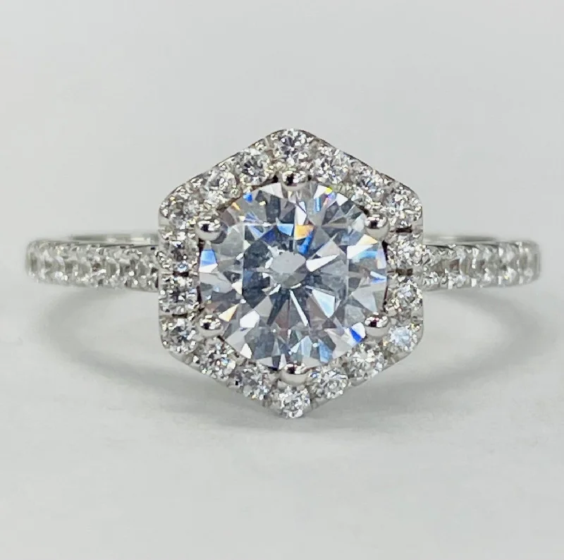 custom design engagement rings-Noam Carver - Modern Geometric Halo Diamond Setting