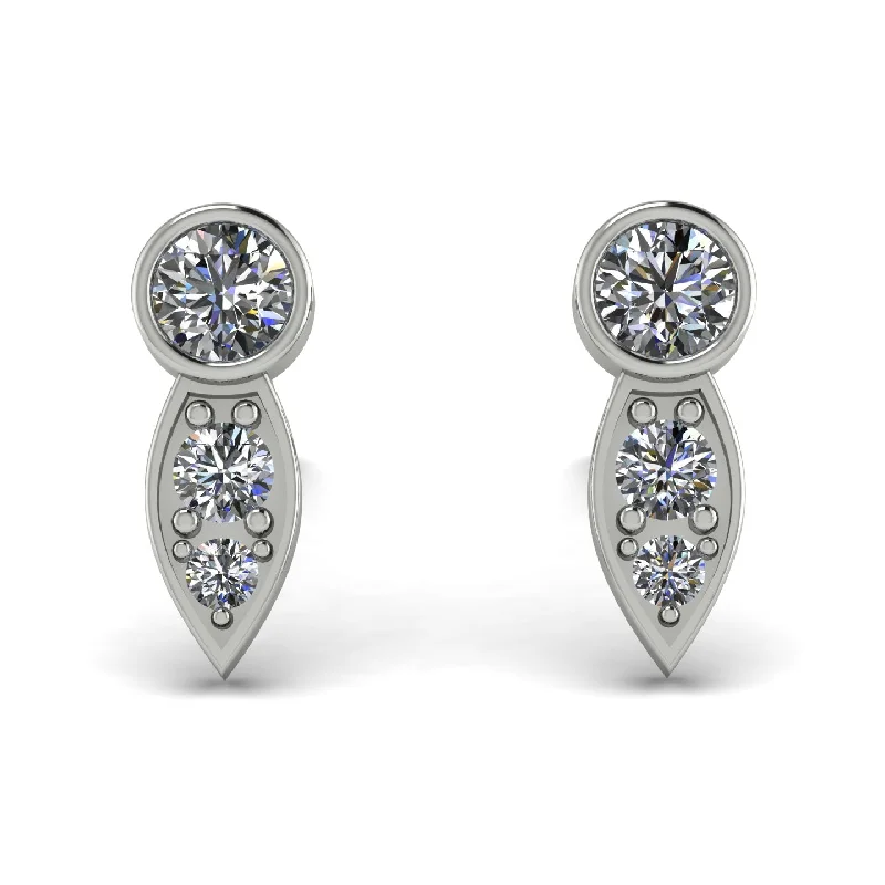 women’s radiant hoop earrings-Bezel Diamond Earrings In Pear Shaped - Aniya No. 3