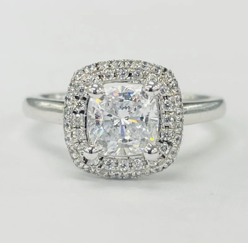 gorgeous engagement rings-Romance - Classic Solitare Halo Pave Diamond Setting