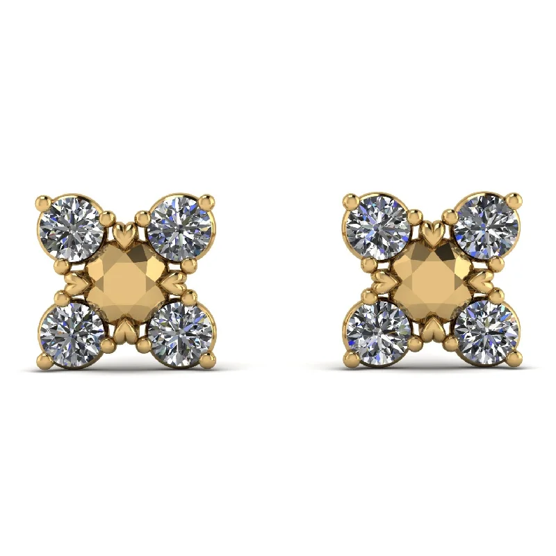 women’s luxurious drop earrings-Geometric diamond Earrings Golden Diamond - Jayda No. 1