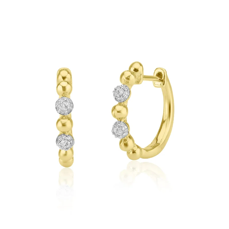 women’s colorful gemstone hoop earrings-Pavé Beads Diamond Hoop Earrings