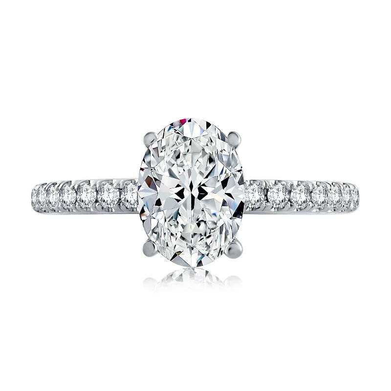 round-cut engagement rings with diamonds-Diamond Semi Mount Ring | 14k White (1.50ct Head)