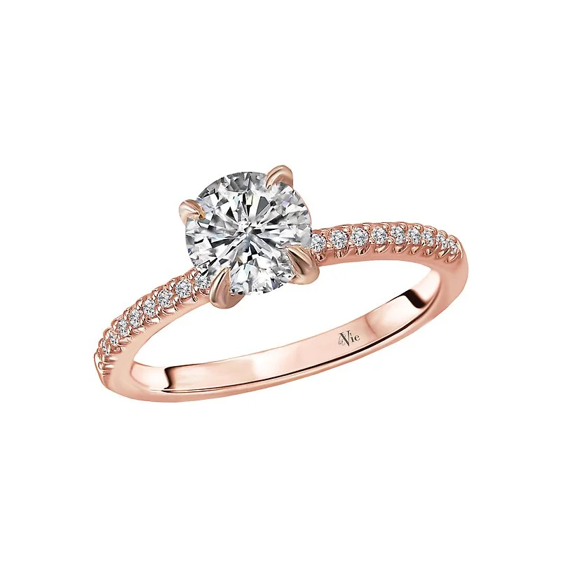 elegant gemstone engagement rings-Rose Gold Classic Claw Prong Thin Diamond Band Solitaire