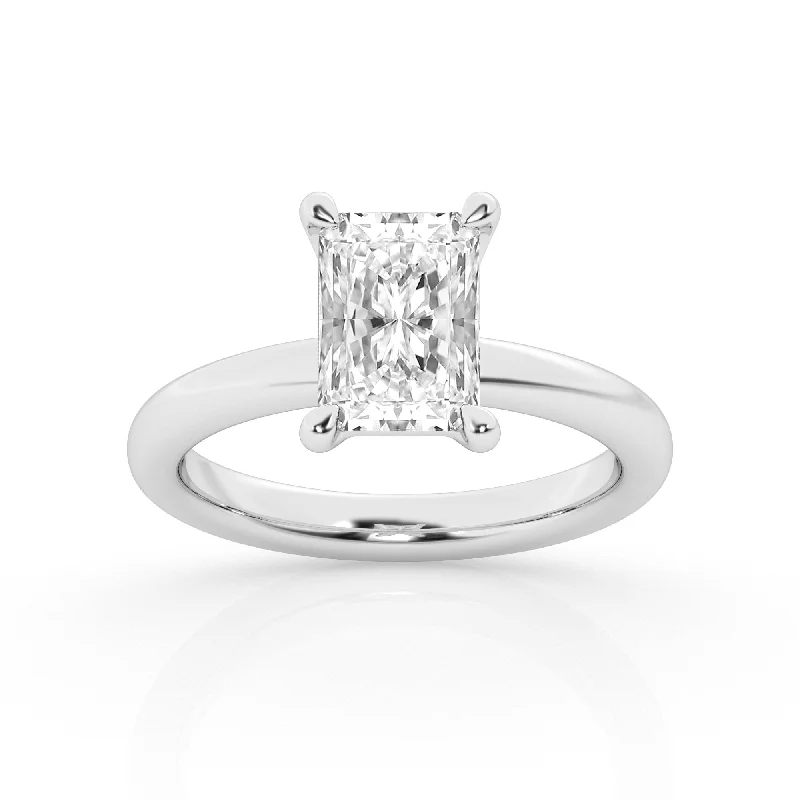 custom-made engagement rings with diamonds-Radiant Lab Diamond Solitaire Ring by Mercury Rings