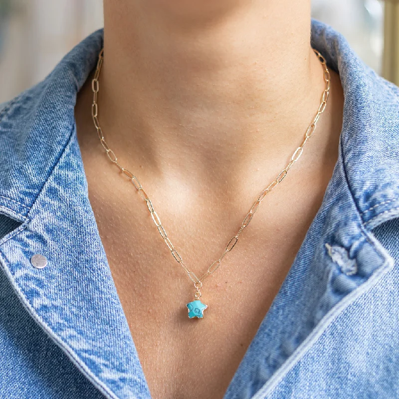 women’s heart-shaped pendant necklaces-North Star Turquoise Necklace