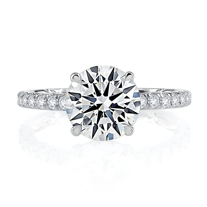 diamond-studded engagement rings-Diamond Semi Mount Ring | Platinum (1.50ct Head)