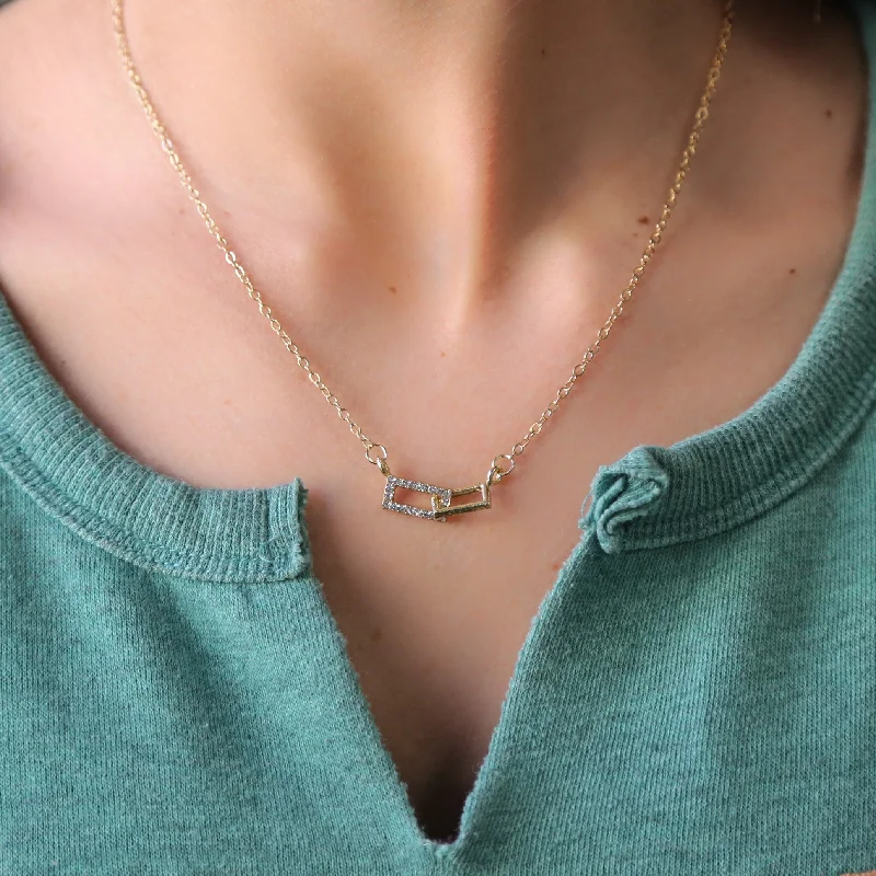 women’s minimalist gemstone necklaces-HUXLEY - Gold or Silver Double Pendant Necklace