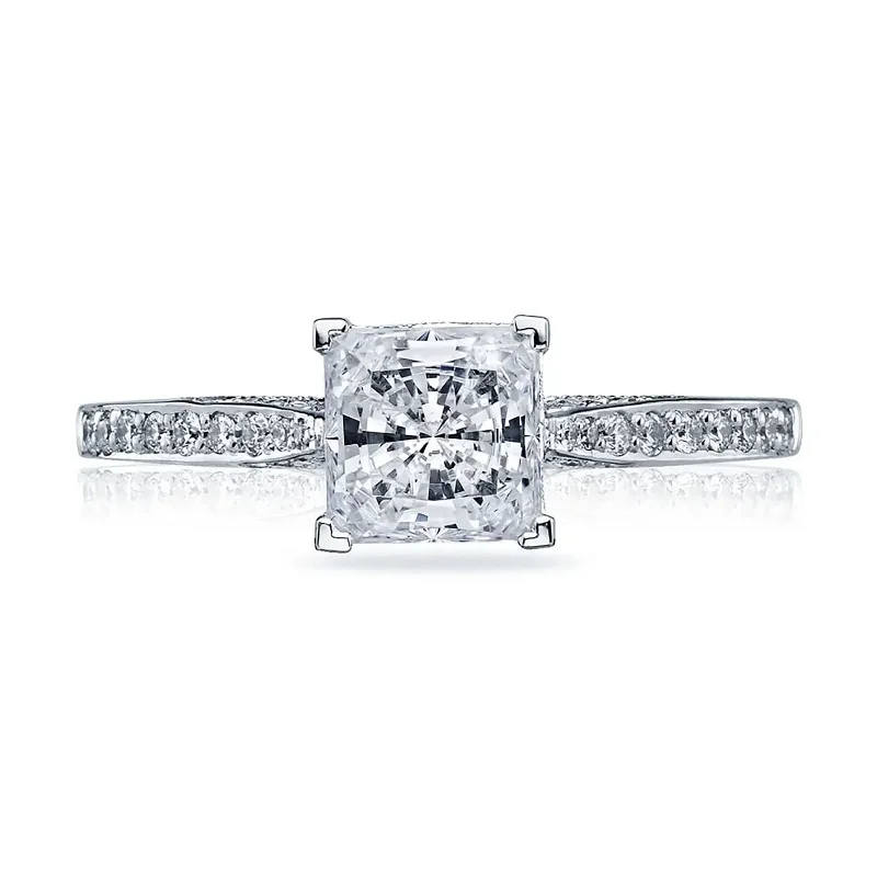 platinum solitaire rings for engagements-Princess Solitaire Semi Mount Ring