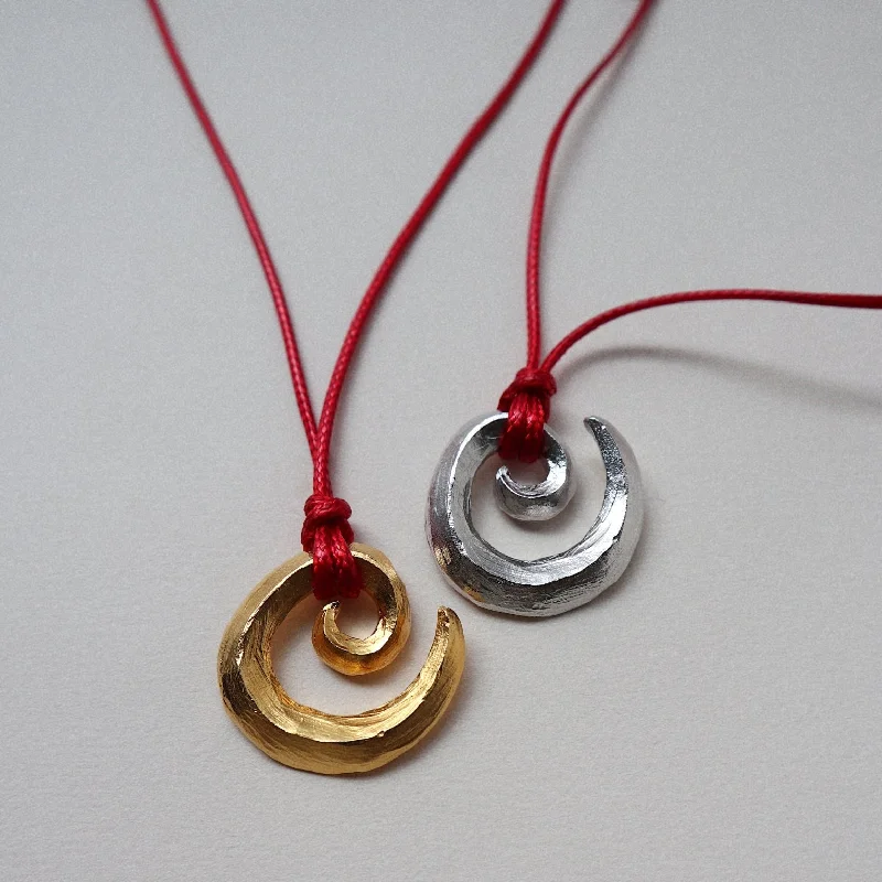 women’s personalized charm necklaces-'Possibility' Swirl Red Cord Necklace