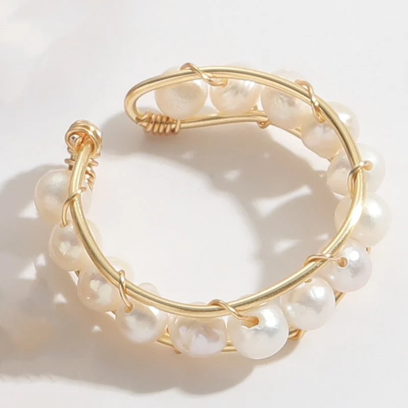 Natural Stone Freshwater Pearl Ring