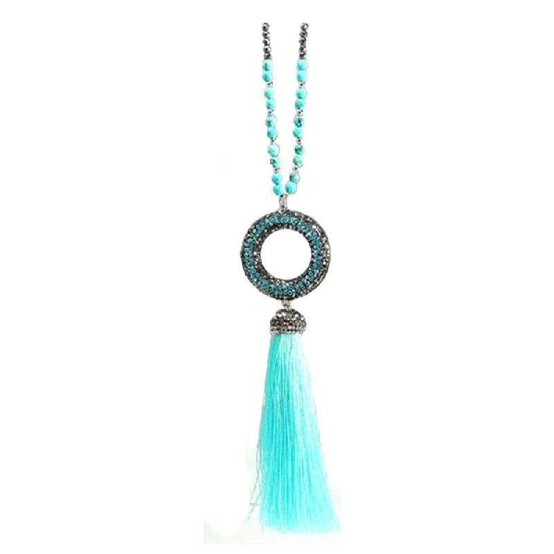 women’s wrapped gemstone necklaces-Beaded Tassel Necklace