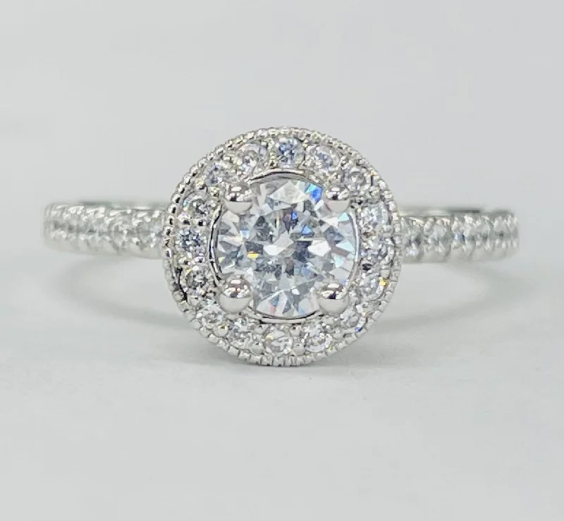 custom wedding engagement rings-Romance - Unique Halo Diamond Setting