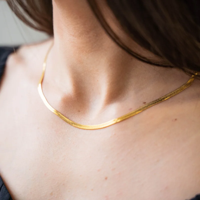 women’s sleek pendant necklaces-SLEEK - Gold 2mm Herringbone Necklace