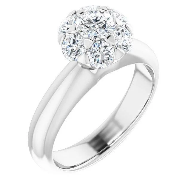 romantic vintage engagement rings-10K White Round Natural Diamond Natural Diamond