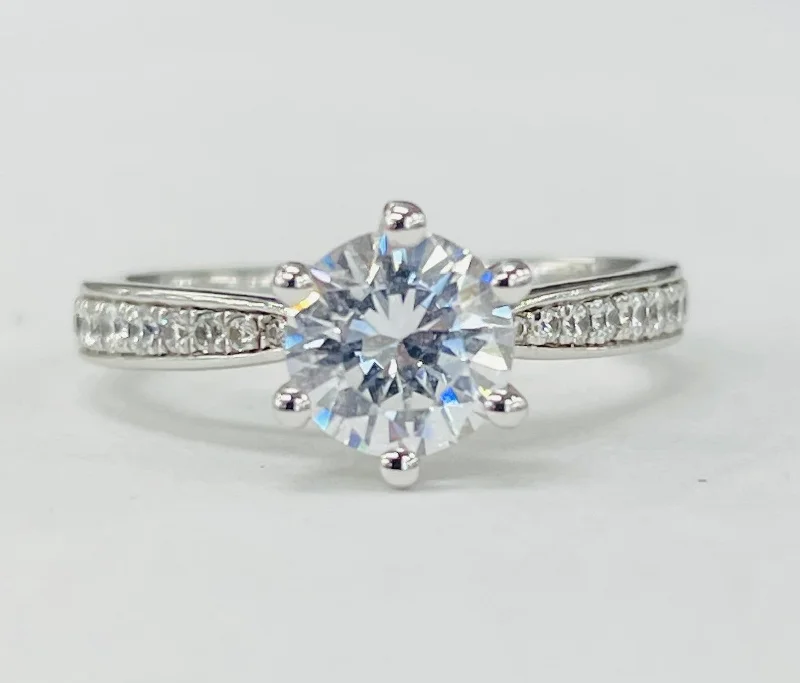 chic engagement rings for brides-Romance - Classic Six Prong Diamond Setting