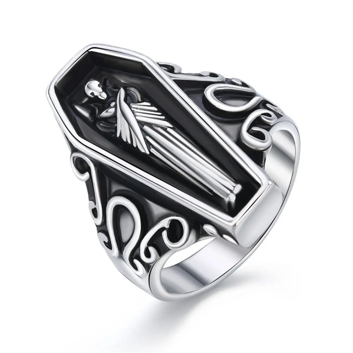 women’s anniversary rings-Punk Three-Dimensional Ancient Silver Ring