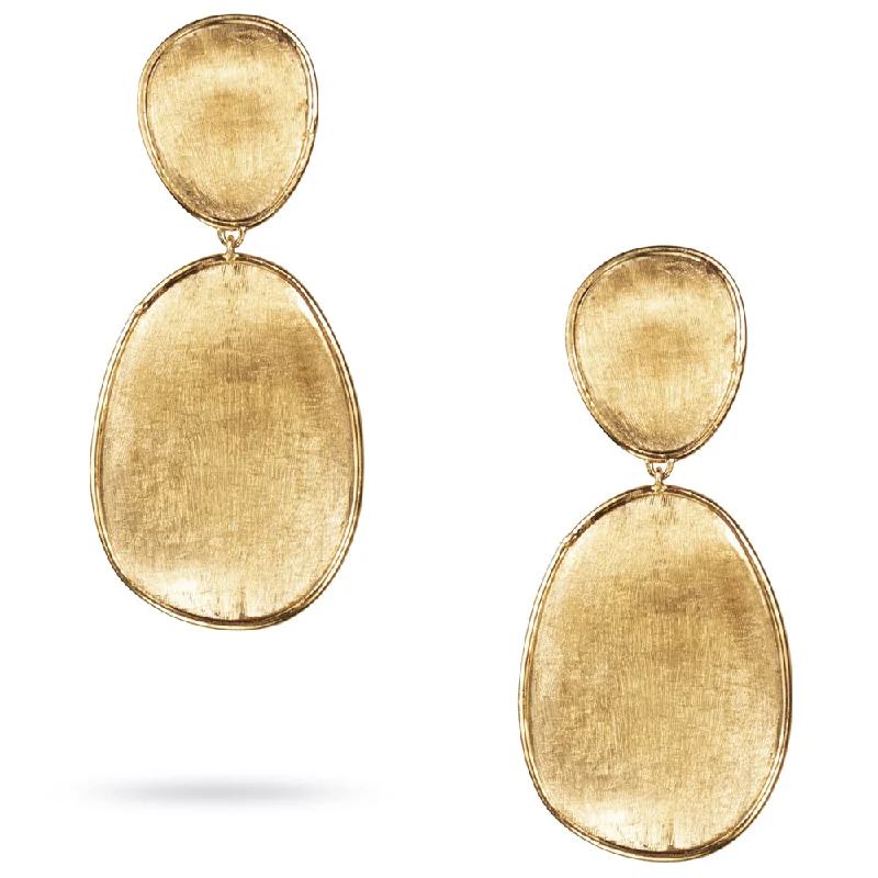 women’s beautiful diamond earrings-Marco Bicego Lunaria Oval Double Yellow Gold Drop Dangle Earrings OB1345