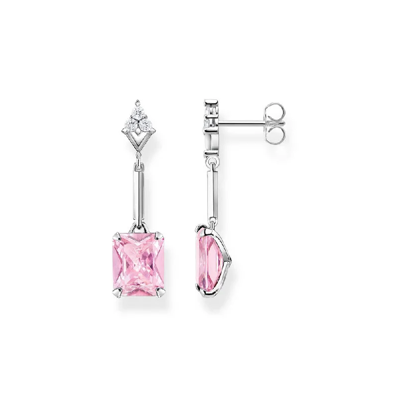 women’s vintage diamond earrings-Thomas Sabo Sterling Silver Heritage Pink Cubic Zirconia Drop Earrings