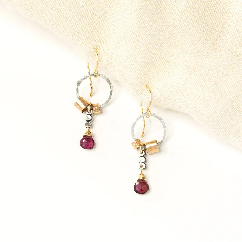 women’s modern crystal earrings-Garnet Drip Earrings