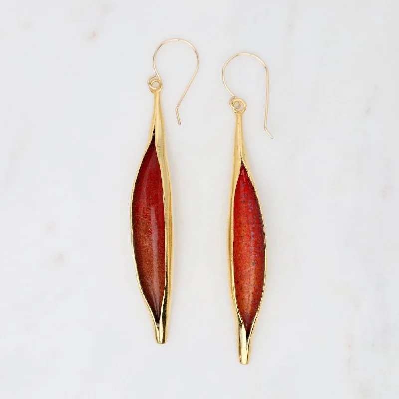 women’s small gemstone earrings-Opening Pod Earrings in Blaze Orange