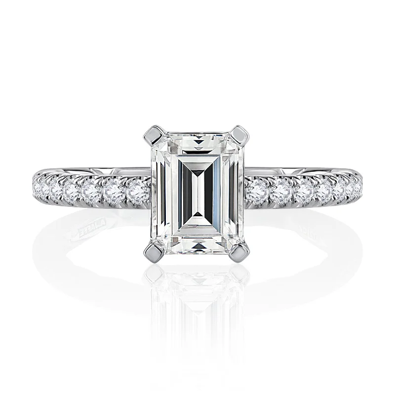 affordable radiant-cut engagement rings-Diamond Semi Mount Ring | 14k White (1.00ct Head)