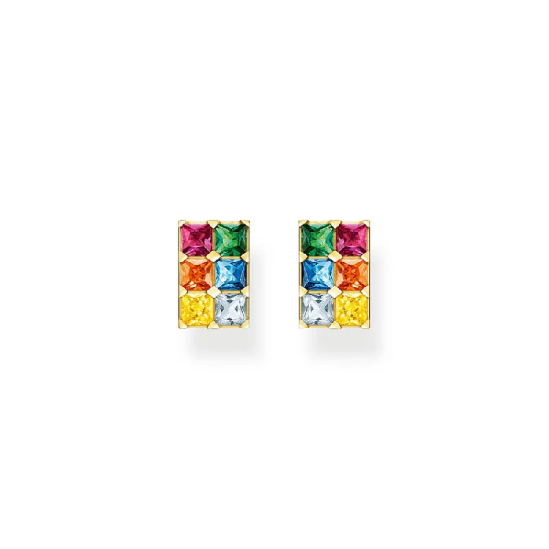 women’s elegant drop earrings-Thomas Sabo Sterling Silver Gold Plated Rainbow Heritage CZ Stud Earrings