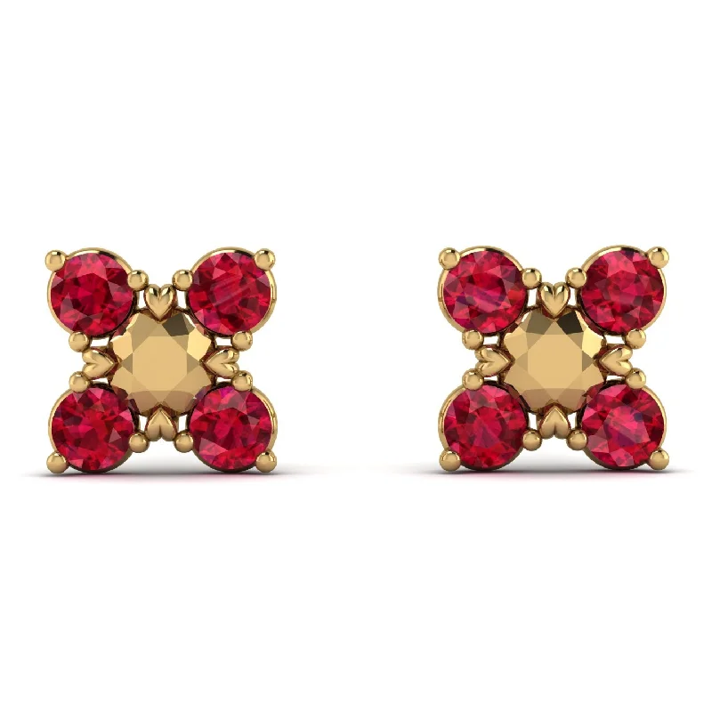 women’s long crystal earrings-GeometricRuby Earrings Golden Diamond - Jayda No. 10