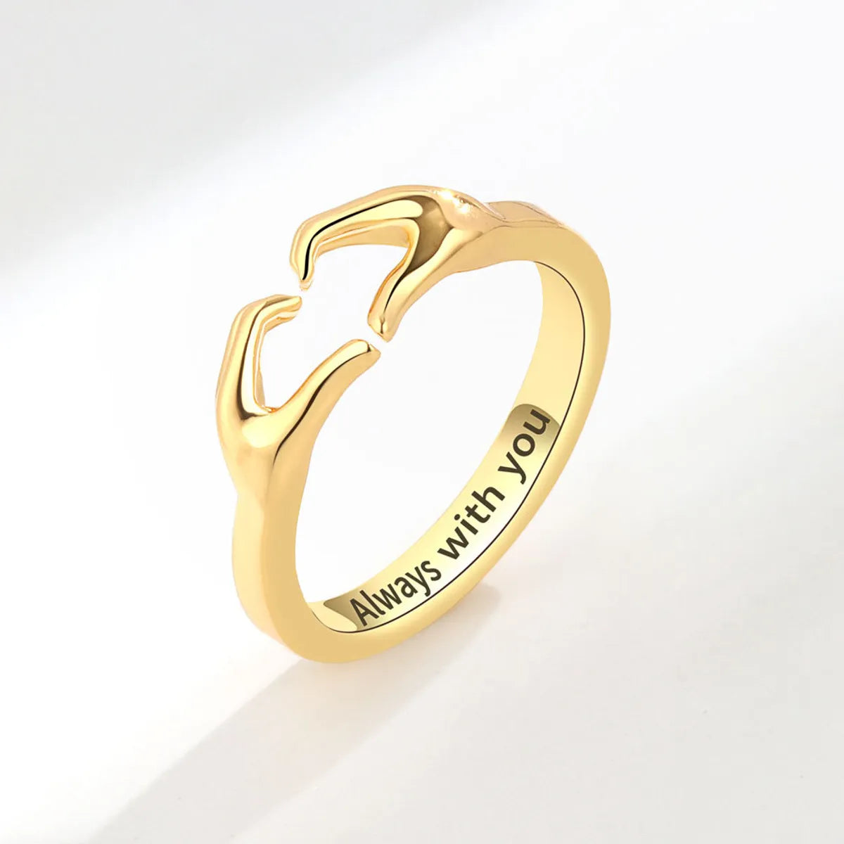 unique wedding rings for women-Wholesale Simple Style Letter Gesture Heart Shape Copper Plating Open Rings